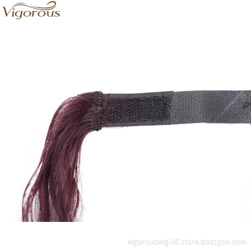 Vigorous 22 Inch Magic Paste Curly Ponytail Heat Resistant Long Wavy Hairpiece Synthetic Hair Extension for Women Girls Lady